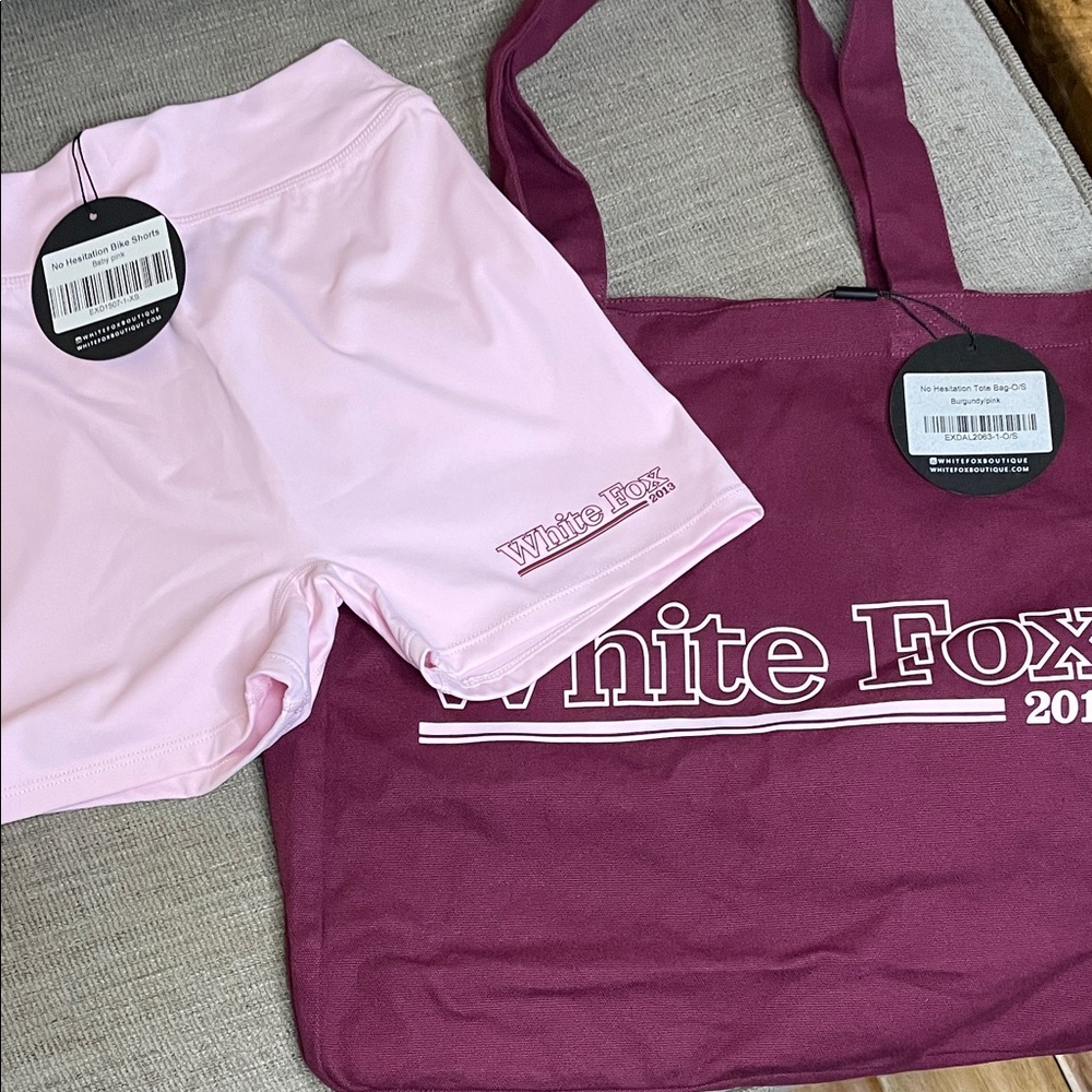White Fox Pink Shorts and Tote Set